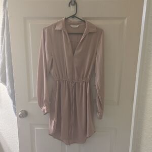 Lush Blush Long-Sleeve Collared Dress